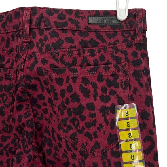 Social Standard Women's Animal Print Mid Rise Skinny Burgundy Denim Jeans Size 8 - Picture 8 of 12